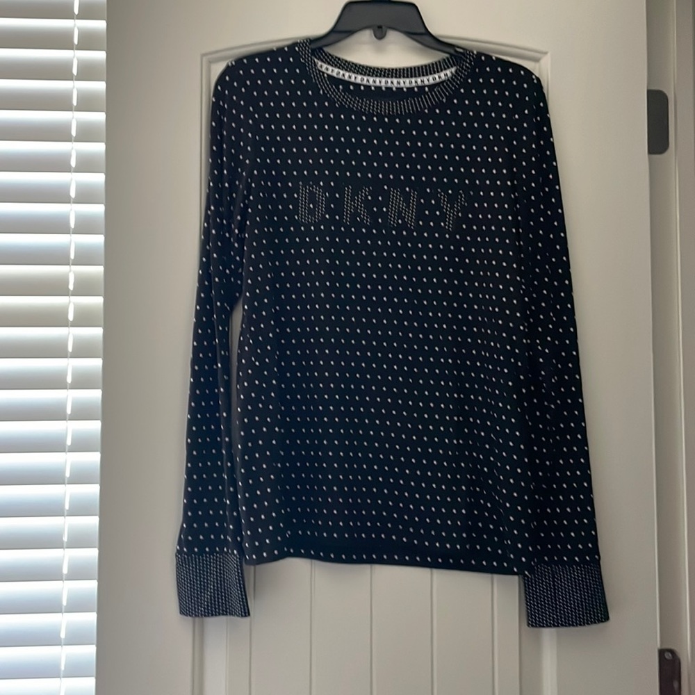 DKNY black with white stars long sleeve T-shirt size medium